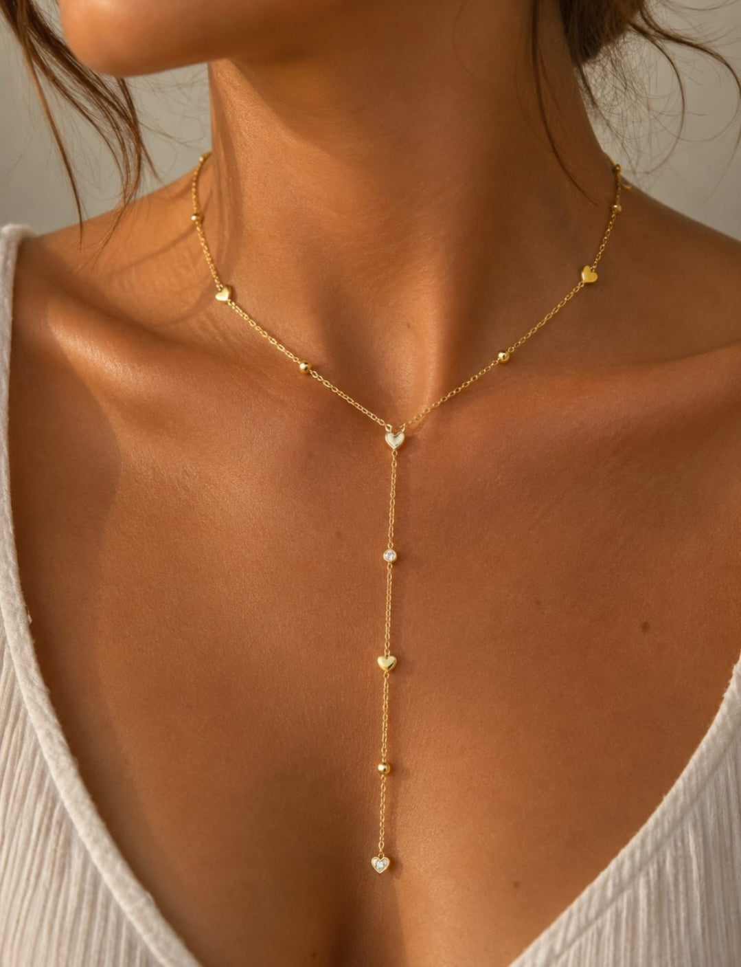Collana Cuori e Perle Lariat