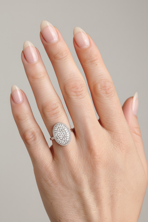Anello Ovale Pavé - Stile Sito