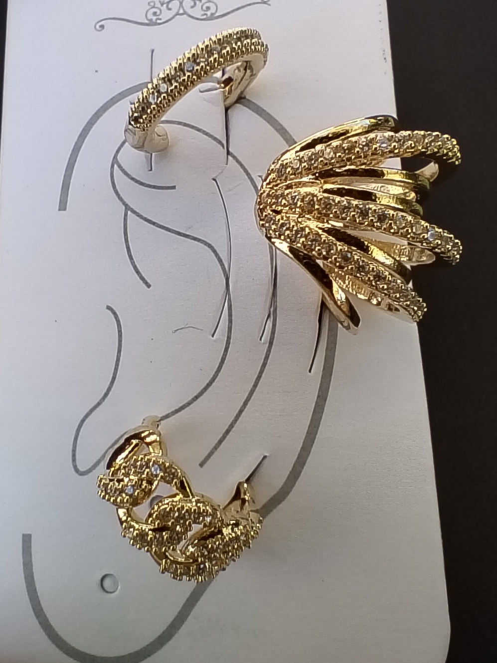 Ear Cuff Dorato Multibanda Pavé Zirconia
